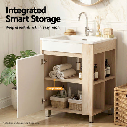 Cefito Vanity Unit 835mm Basin Bathroom Cabinet Side Storage Free Standing Sink.