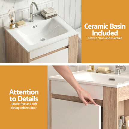 Cefito Vanity Unit 835mm Basin Bathroom Cabinet Side Storage Free Standing Sink.