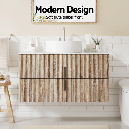 Cefito Vanity Unit 900mm Bathroom Cabinet Storage Wall Hung Timber Front Pine.