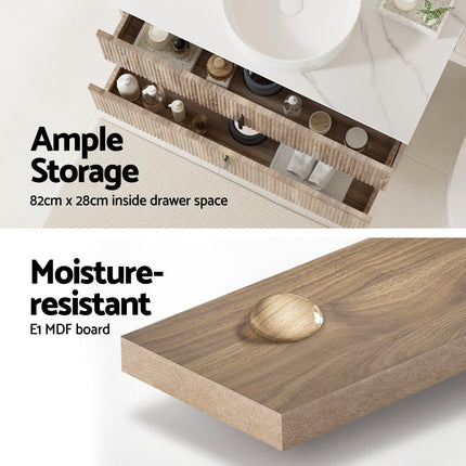 Cefito Vanity Unit 900mm Bathroom Cabinet Storage Wall Hung Timber Front Pine.