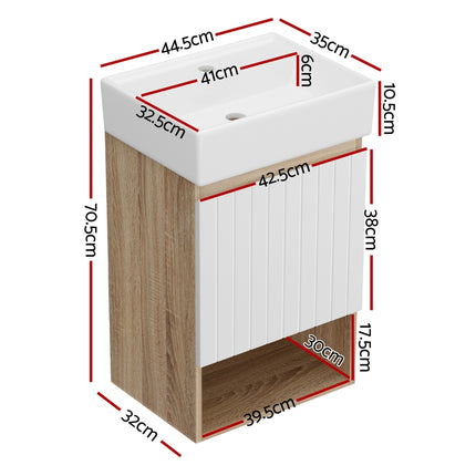Cefito Vanity Unit 445mm Basin Bathroom Cabinet Storage Wall Hung Sink White.