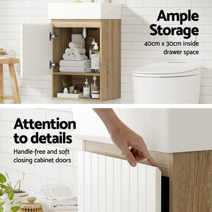 Cefito Vanity Unit 445mm Basin Bathroom Cabinet Storage Wall Hung Sink White.