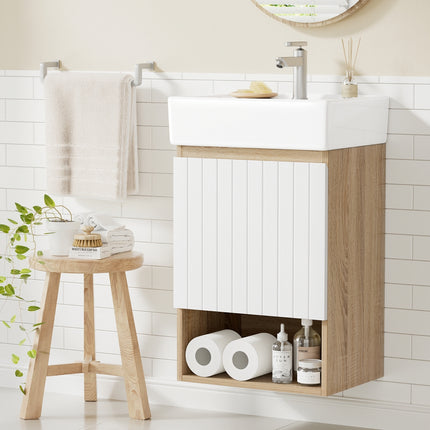 Cefito Vanity Unit 445mm Basin Bathroom Cabinet Storage Wall Hung Sink White.
