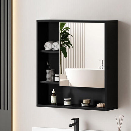 Cefito Bathroom Mirror Cabinet Mirrored Medicine Adjustable Shelf Wall Mounted 560mm Black.