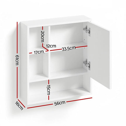 Cefito Bathroom Mirror Cabinet Mirrored Medicine Adjustable Shelf Wall Mounted 560mm White.