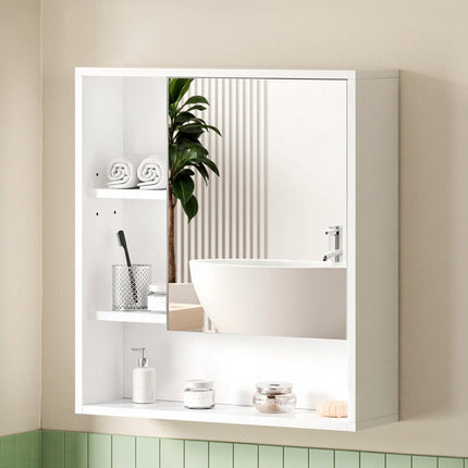 Cefito Bathroom Mirror Cabinet Mirrored Medicine Adjustable Shelf Wall Mounted 560mm White.