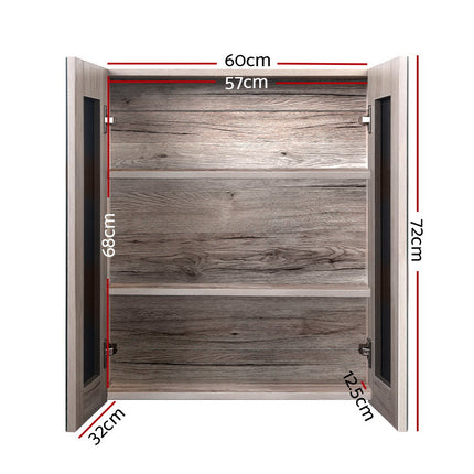 Cefito Bathroom Mirror Cabinet 600x720mm Oak.