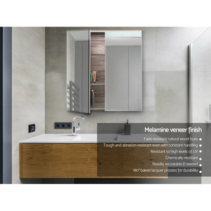 Cefito Bathroom Mirror Cabinet 600x720mm Oak.
