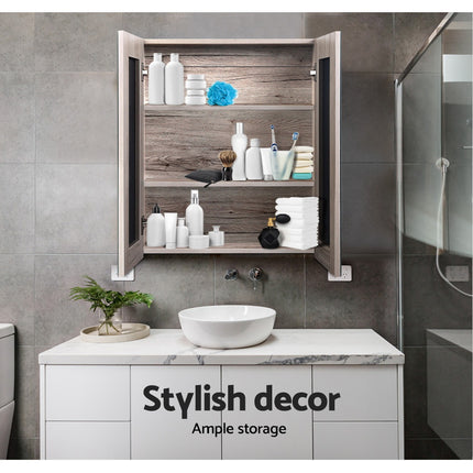 Cefito Bathroom Mirror Cabinet 600x720mm Oak.