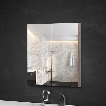 Cefito Bathroom Mirror Cabinet 600x720mm Oak.