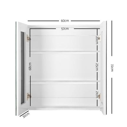 Cefito Bathroom Mirror Cabinet 600x720mm White.