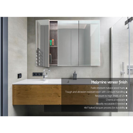 Cefito Bathroom Mirror Cabinet 900x720mm Oak.