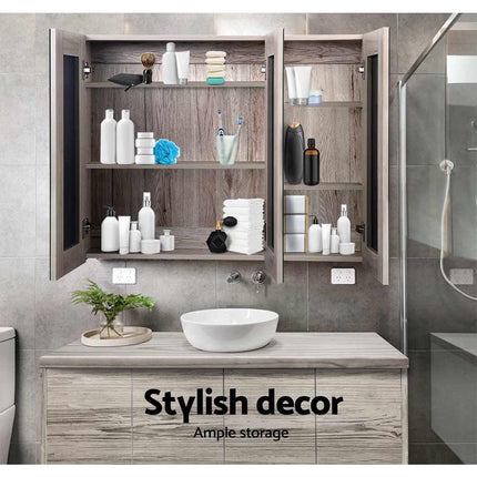 Cefito Bathroom Mirror Cabinet 900x720mm Oak.