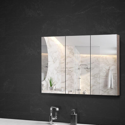 Cefito Bathroom Mirror Cabinet 900x720mm Oak.