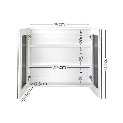 Cefito Bathroom Mirror Cabinet 750x720mm White.