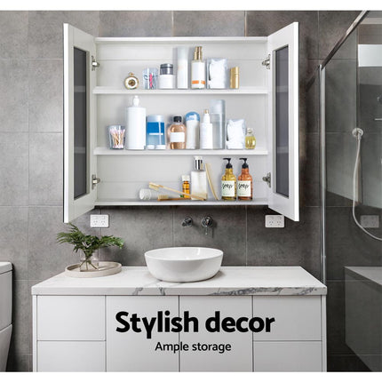 Cefito Bathroom Mirror Cabinet 750x720mm White.