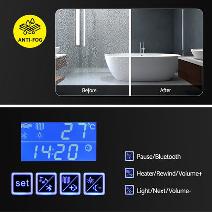 Bathroom Mirror Cabinet LED Light 900x720mm Medicine Wall Storage.