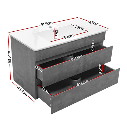 Cefito Vanity Unit 915mm with Basin Grey.