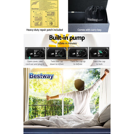 Bestway Air Mattress King Inflatable Bed 56cm Airbed Blue.