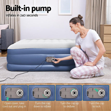 Bestway Air Mattress Queen Inflatable Bed 46cm Airbed Blue.