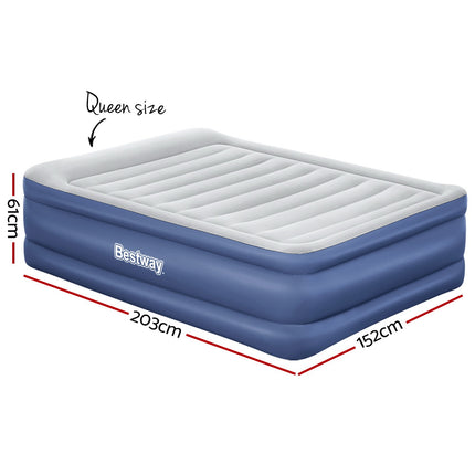 Bestway Air Mattress Queen Inflatable Bed 61cm Airbed Blue.