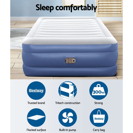 Bestway Air Mattress Queen Inflatable Bed 61cm Airbed Blue.