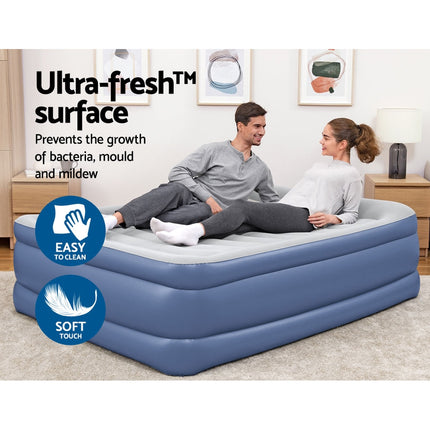 Bestway Air Mattress Queen Inflatable Bed 61cm Airbed Blue.