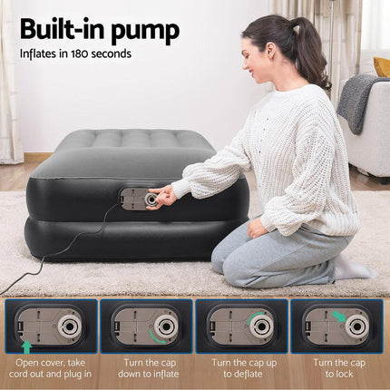 Bestway Air Mattress Single Inflatable Bed 46cm Airbed Black.