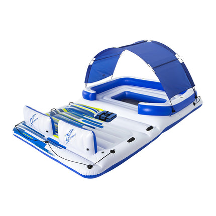 Bestway Pool Float Island Inflatable Lounge 6-person Seat Canopy.