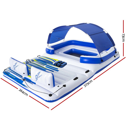 Bestway Pool Float Island Inflatable Lounge 6-person Seat Canopy.