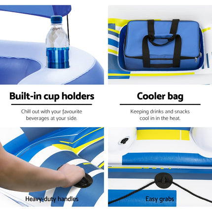 Bestway Pool Float Island Inflatable Lounge 6-person Seat Canopy.