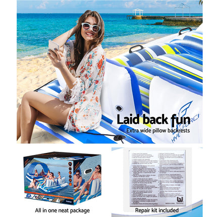 Bestway Pool Float Island Inflatable Lounge 6-person Seat Canopy.