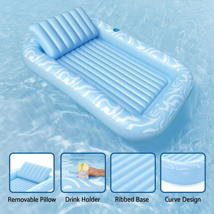 Bestway Float Floating Seat Pool Lounger Inflatable Lounge Chair Bed Pillow Cup Holder 2.03MX1.37M.