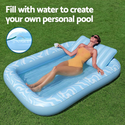 Bestway Float Floating Seat Pool Lounger Inflatable Lounge Chair Bed Pillow Cup Holder 2.03MX1.37M.