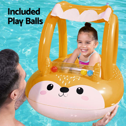 Bestway Kids Inflatable Fox Swim Float Floating Seat Canopy Pool Toys 94x66CM.