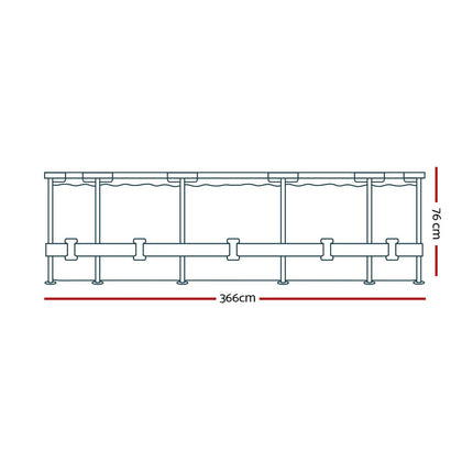 Bestway Swimming Pool 366x76cm Steel Frame Round Above Ground Pools w/ Filter Pump 6473L.