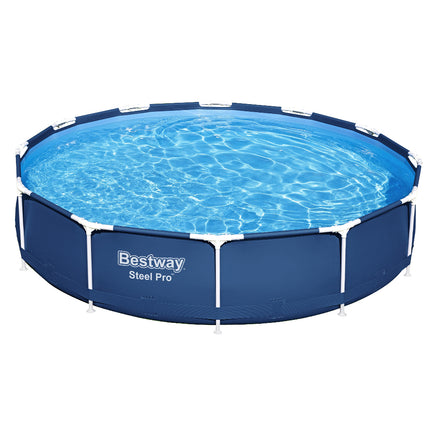 Bestway Swimming Pool 366x76cm Steel Frame Round Above Ground Pools w/ Filter Pump 6473L.