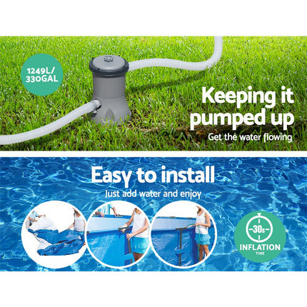 Bestway Swimming Pool 366x76cm Steel Frame Round Above Ground Pools w/ Filter Pump 6473L.