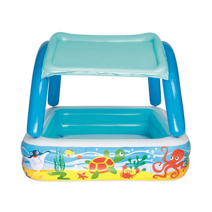 Bestway Kids Pool 140x140x114cm Inflatable Swimming w/ Canopy Play Pools 265L.