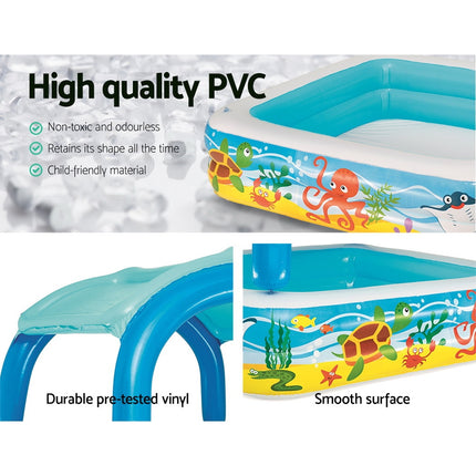 Bestway Kids Pool 140x140x114cm Inflatable Swimming w/ Canopy Play Pools 265L.