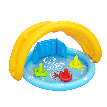 Bestway Kids Pool 115x89x76cm Inflatable Play Swimming Pools w/ Canopy 31L.