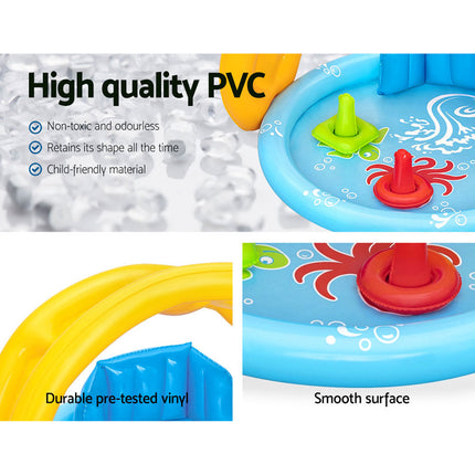 Bestway Kids Pool 115x89x76cm Inflatable Play Swimming Pools w/ Canopy 31L.