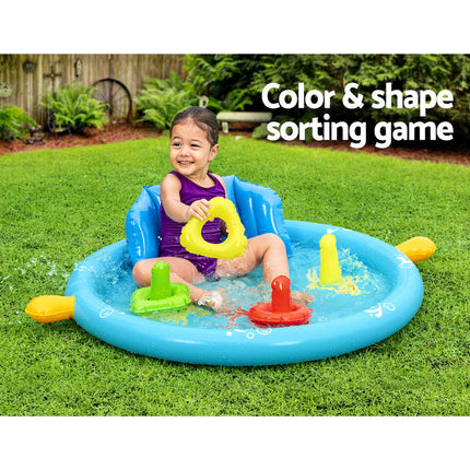 Bestway Kids Pool 115x89x76cm Inflatable Play Swimming Pools w/ Canopy 31L.