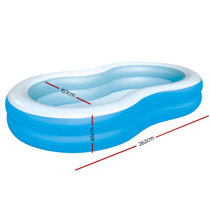 Bestway Kids Pool 262x157x46cm Inflatable Above Ground Swimming Pools 544L.