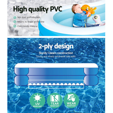 Bestway Kids Pool 262x157x46cm Inflatable Above Ground Swimming Pools 544L.