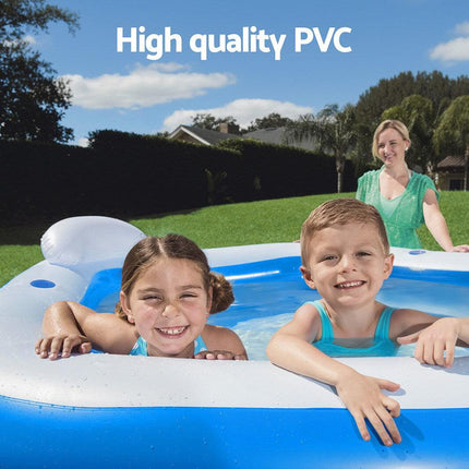 Bestway Kids Inflatable Pool Above Ground Pools Seat Cushions Cup Holder 213x206cm.
