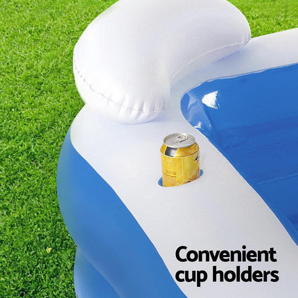 Bestway Kids Inflatable Pool Above Ground Pools Seat Cushions Cup Holder 213x206cm.