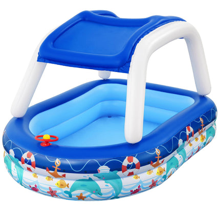 Bestway Kids Pool 213x155x132cm Inflatable Swimming w/ Canopy Play Pools 282L.