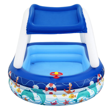 Bestway Kids Pool 213x155x132cm Inflatable Swimming w/ Canopy Play Pools 282L.