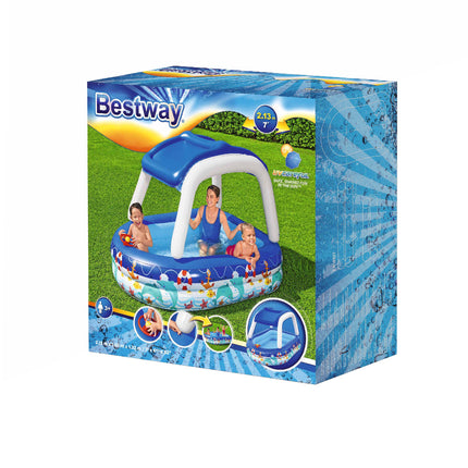 Bestway Kids Pool 213x155x132cm Inflatable Swimming w/ Canopy Play Pools 282L.